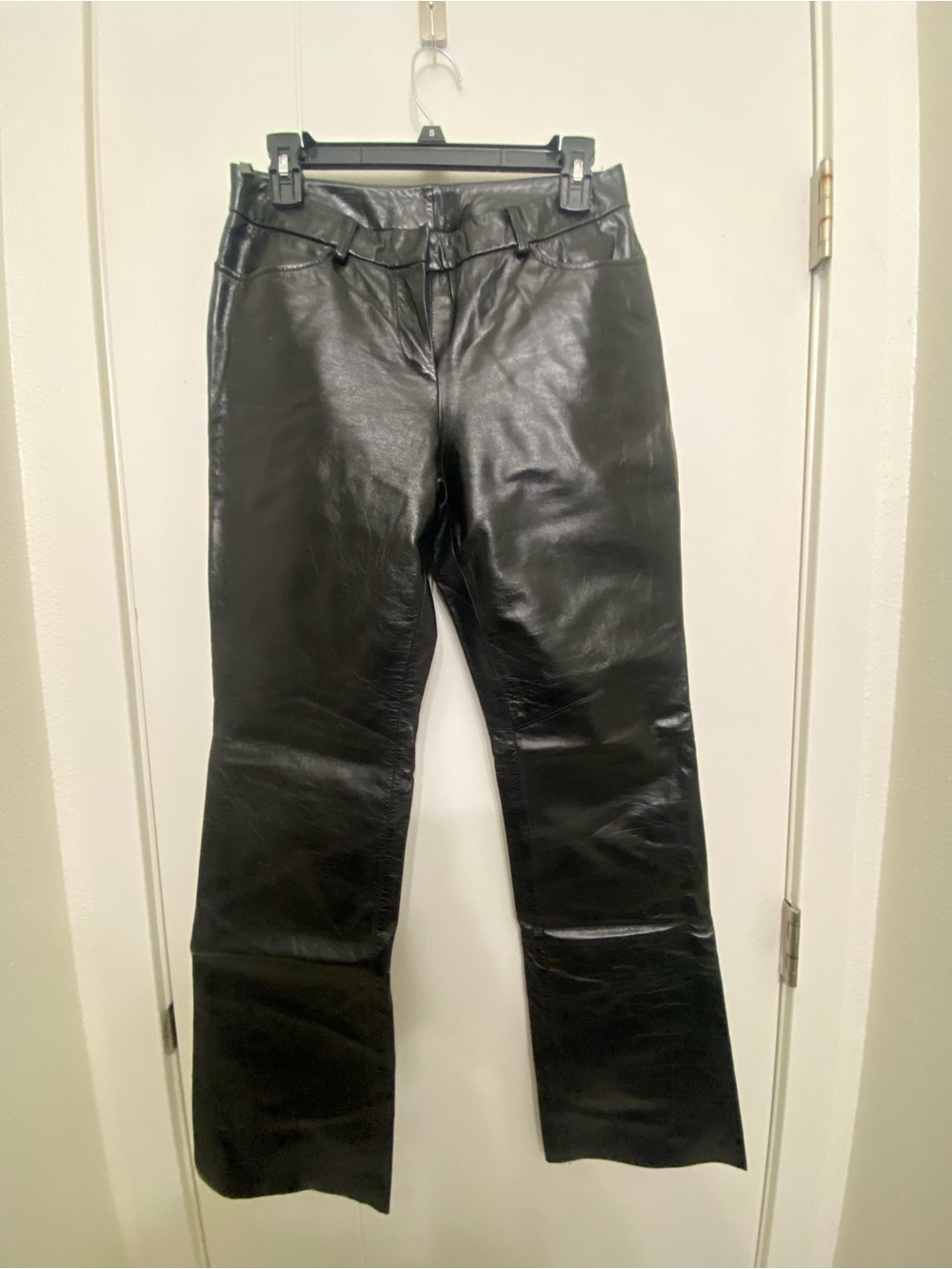 Express Black Faux-Leather Flare Jeans